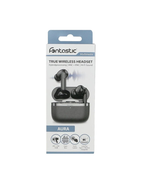 Cuffie Auricolari Wireless TWS Ibride ANC+ENC Aura Nero