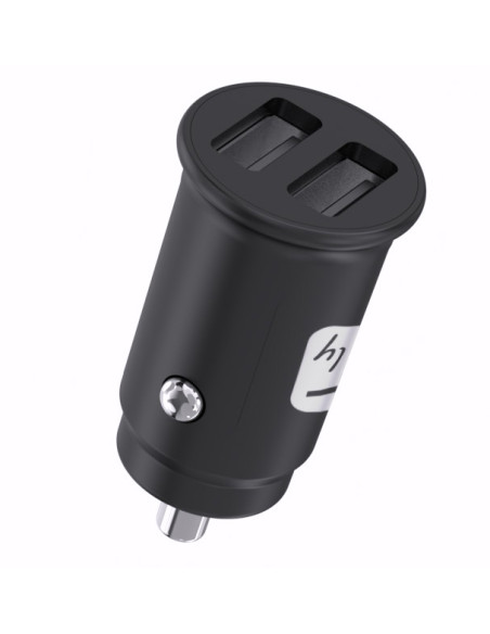 Mini Caricatore da Auto 2 Porte USB-A 5V/2.4A Nero
