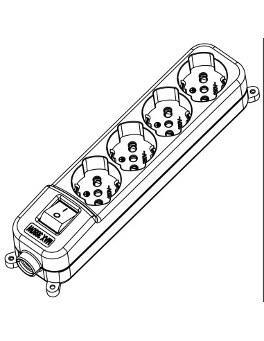 Multipresa 4 Posti Italiana Bipasso / Schuko con spina 16A angolata