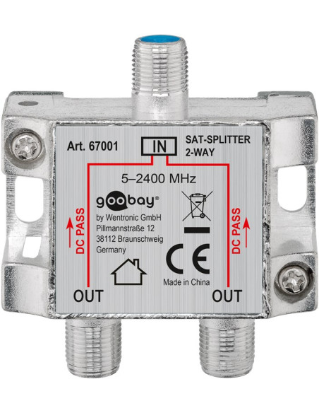 Splitter 2 vie per satellite 100 db