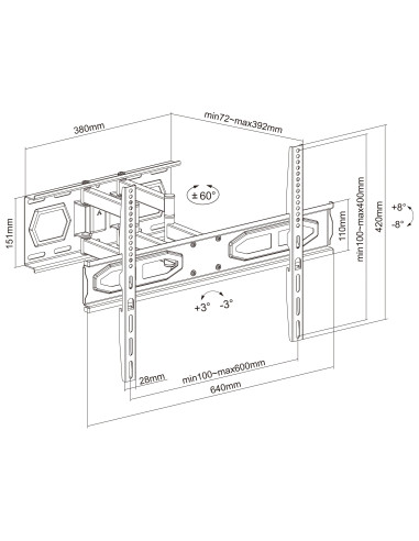 Supporto a Muro per TV LED LCD 32-70'' Full-Motion