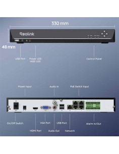 Videoregistratore NVR 36CH 16 MP 48 TB con HDMI e VGA 2