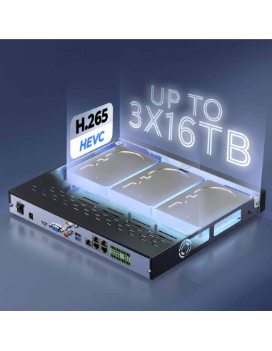 Videoregistratore NVR 36CH 16 MP 48 TB con HDMI e VGA