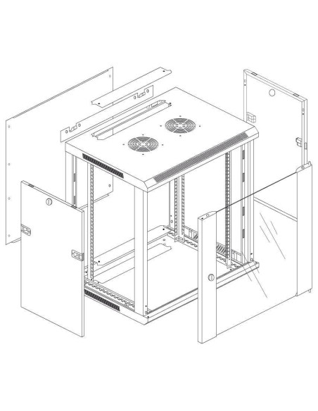 Armadio Rack 19'' a muro 15 unit&agrave sezione unica prof. 600mm Nero