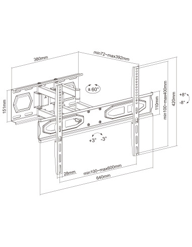 Supporto a Muro per TV LED LCD 32-70'' Full-Motion