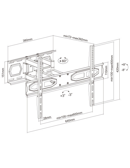 Supporto a Muro per TV LED LCD 32-70'' Full-Motion