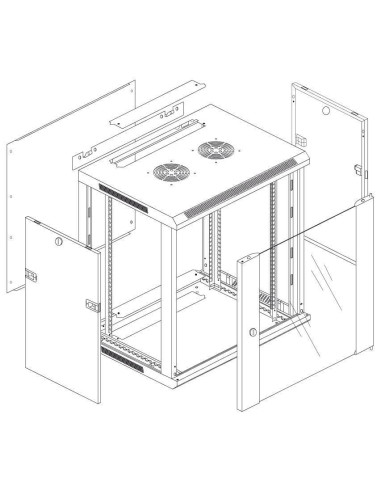 Armadio Rack 19'' a muro 15 unit&agrave sezione unica prof. 600mm Nero