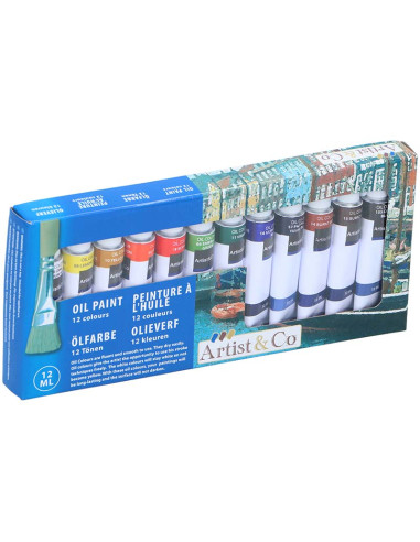 Oil paints in 12 ml tubes of 12 colors
