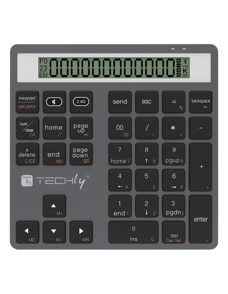 Tastierino Numerico BT V5.0 Wireless 2in1 con Calcolatrice Grigio Scuro