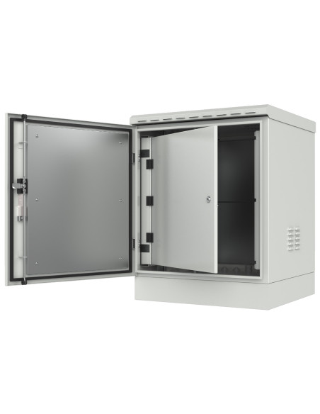 Armadio Rack 19'' a Pavimento 12U Grigio IP66 Doppia Porta Cieca prof. 600 mm