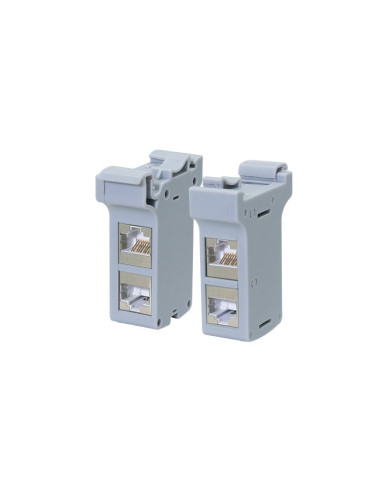 Adattatore per Guida DIN con 2 Accoppiatori Cat.6A RJ45 F/F