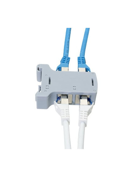 Adattatore per Guida DIN con 2 Accoppiatori Cat.6A RJ45 F/F