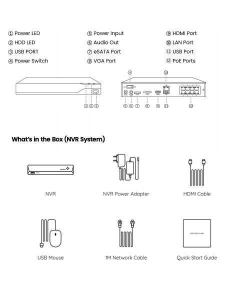 Videoregistratore NVR 8CH 16 MP 32 TB con HDMI e VGA