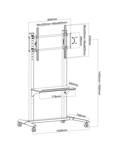 Supporto da Pavimento TV LCD/LED 37-90'' con Mensola