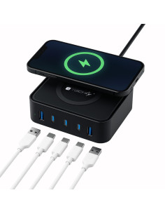 Stazione di Ricarica Wireless 65W 3xUSB-C&trade e 2xUSB-A