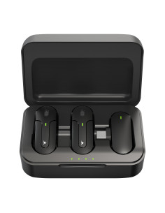 Set 2 Mini Microfoni Lavalier Wireless con Ricevitore USB-C&trade e Custodia di Ricarica