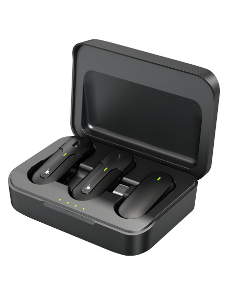 Set 2 Mini Microfoni Lavalier Wireless con Ricevitore USB-C&trade e Custodia di Ricarica
