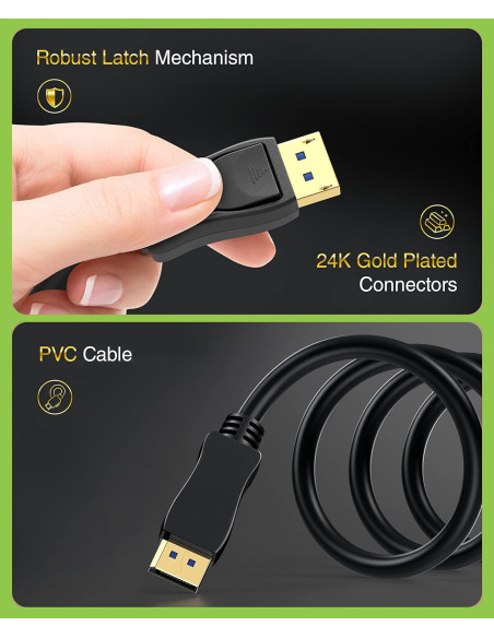 Cavo Audio/Video DisplayPort 2.1 M/M 10K 1m Nero