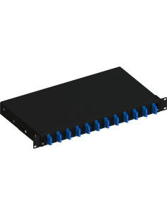 Cassetto Ottico 19'' Scorrevole con 12 Bussole SC Duplex Monomodale Nero
