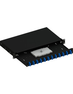 Cassetto Ottico 19'' Scorrevole con 12 Bussole SC Duplex Monomodale Nero 2