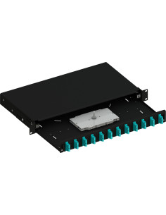 Cassetto Ottico 19'' Scorrevole con 12 Bussole SC Duplex Multimodale OM3 Nero 2