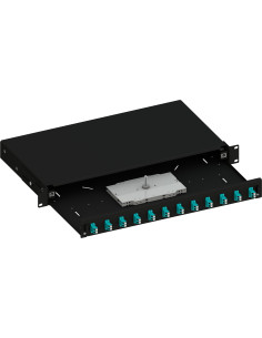 Cassetto Ottico 19'' Scorrevole con 12 Bussole LC Duplex Multimodale OM3 Nero 2