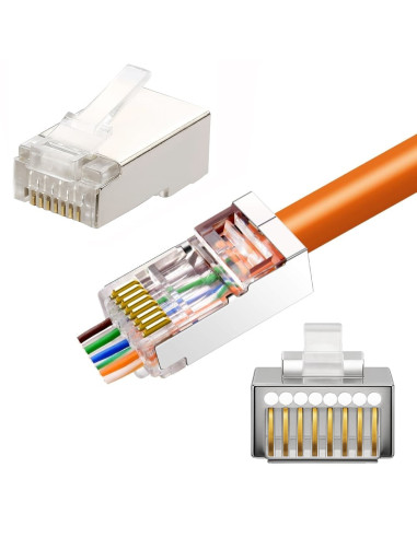 Confezione 100 Plug modulari RJ45 Passanti Cat6 STP