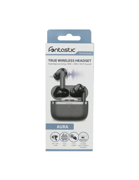 Cuffie Auricolari Wireless TWS Ibride ANC+ENC Aura Nero