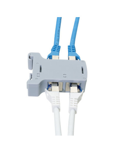 Adattatore per Guida DIN con 2 Accoppiatori Cat.6A RJ45 F/F