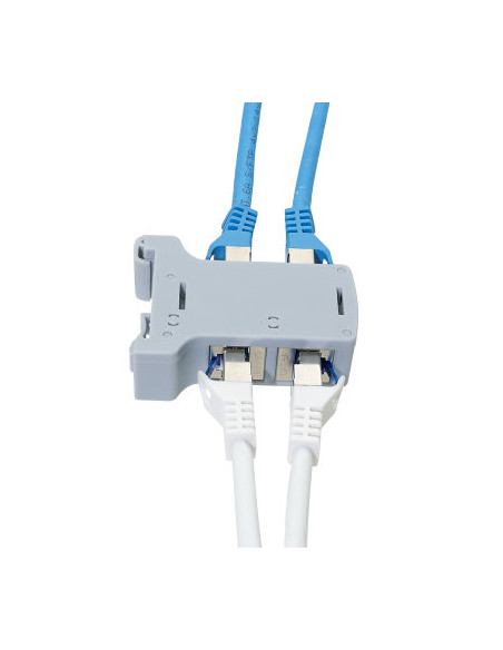 Adattatore per Guida DIN con 2 Accoppiatori Cat.6A RJ45 F/F