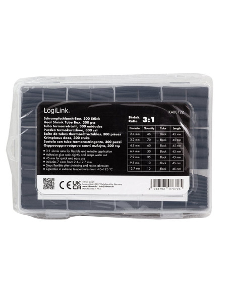 Set 300 Tubi Neri Guaina Termorestringente per Isolamento Cavi