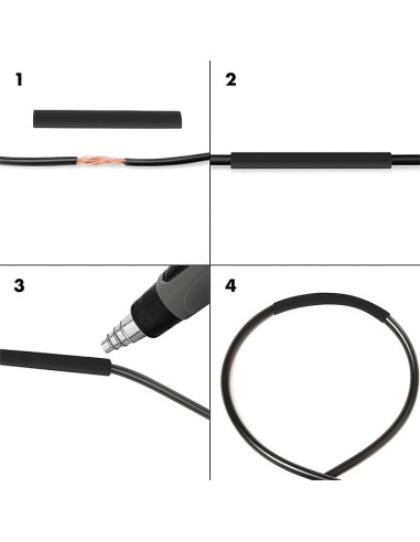 Set 300 Tubi Neri Guaina Termorestringente per Isolamento Cavi