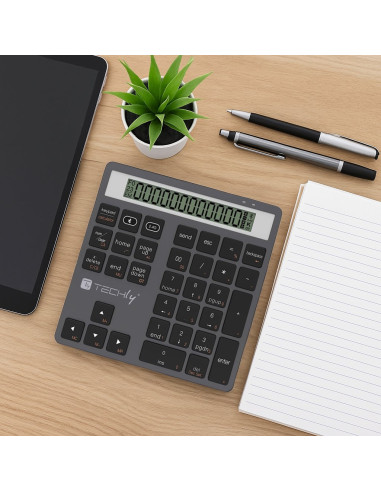 Tastierino Numerico BT V5.0 Wireless 2in1 con Calcolatrice Grigio Scuro