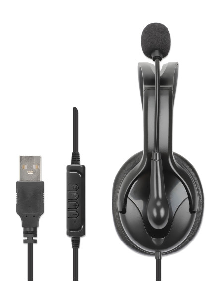 Cuffia Mono USB con Microfono Reversibile Cavo 2m
