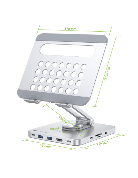 Supporto per Tablet Hub Docking Station USB-C&trade 8 in 1