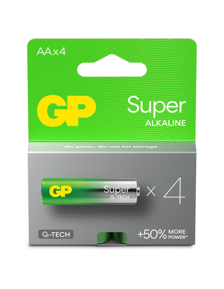 Confezione 4 Batterie GP Super Alcaline Stilo AA 15A/LR6