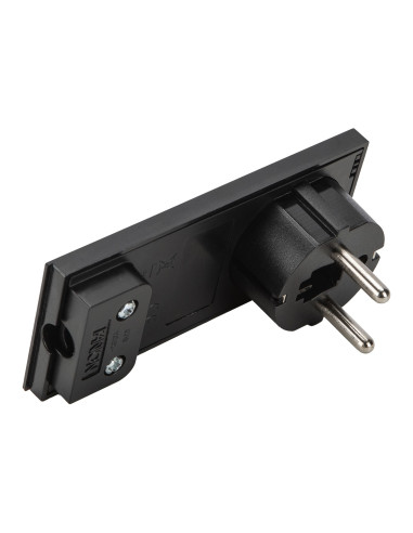 Spina Schuko 16A 2P+T Salvaspazio Super Sottile Smontabile Angolata Nero