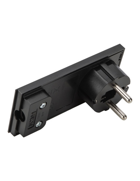 Spina Schuko 16A 2P+T Salvaspazio Super Sottile Smontabile Angolata Nero