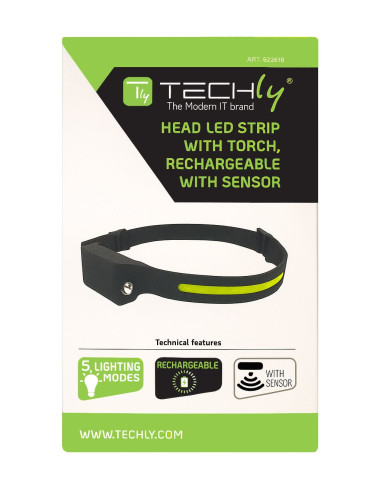 Lampada Frontale con Torcia e Striscia LED con Sensore e Ricarica USB-C&trade
