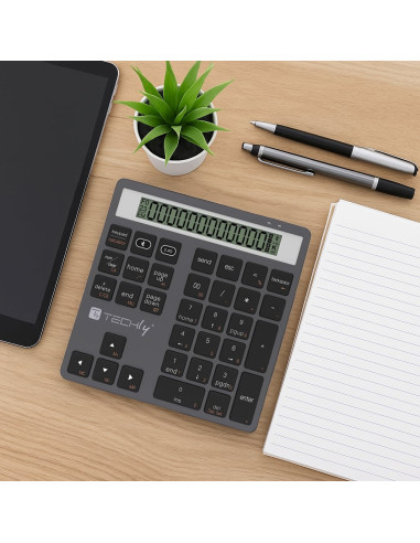 Tastierino Numerico BT V5.0 Wireless 2in1 con Calcolatrice Grigio Scuro