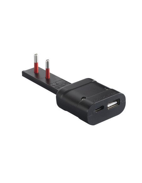 Spina Italiana Ultrapiatta USB tipo A e USB-C&trade 2P+T250V 10A 20W