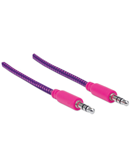 Cavo Audio con Guaina Intrecciata 1m Viola/Fucsia con Blister