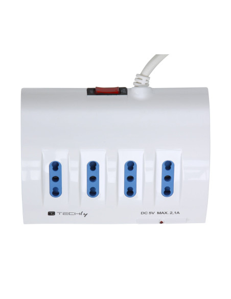 Multipresa da Tavolo 4 prese Italiane Bipasso 2 Schuko e 2 USB Bianca