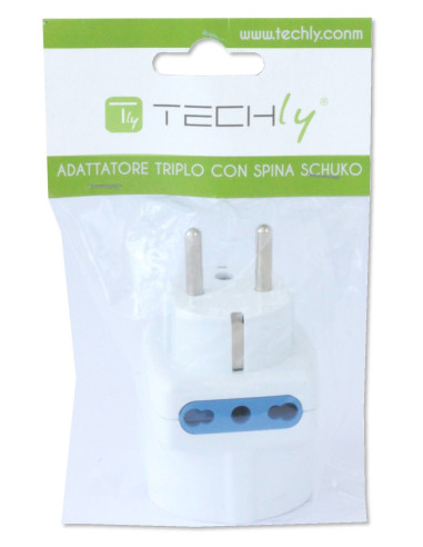 Adattatore Triplo Spina Schuko a Prese Bipasso con Schuko Bianco