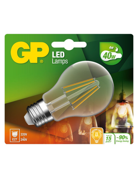 Lampadina LED E27 Bianco Caldo 4W Filamento Classe A++