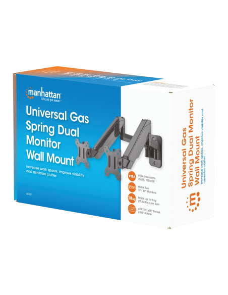 Staffa a Muro con Molla a Gas per due Monitor 17-32''