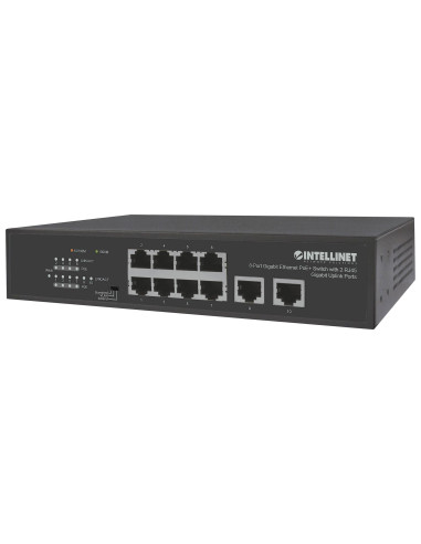 Switch Ethernet Gigabit 8 Porte PoE+ con 2 porte RJ45 Gigabit Uplink