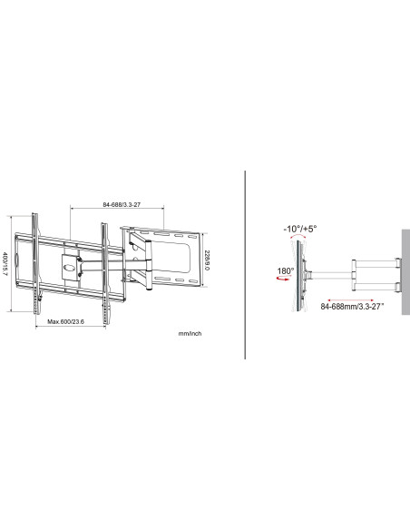 Supporto a Muro Slim per TV LED LCD 32-70'' Nero