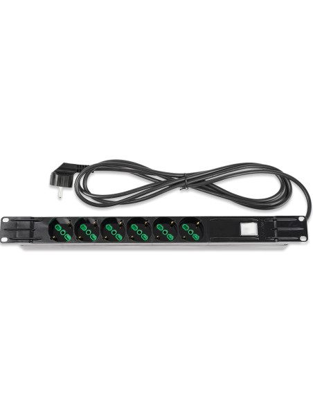 Multipresa 6 Posti da Rack 19'' Cavo 3 metri Spina Schuko Angolata 1U