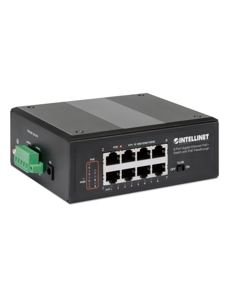 Switch Ethernet Gigabit 8 porte PoE+ con PoE Passante
